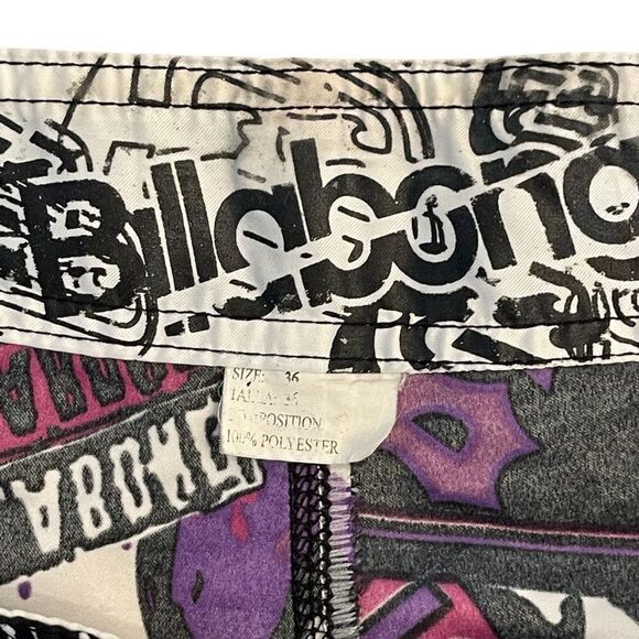 Billabong Mens Boardshorts Skulls Bad Billy Logo Purple White Size 36 - Picture 3 of 7